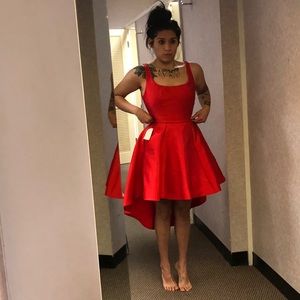Stunning red prom holiday dress with high low hem